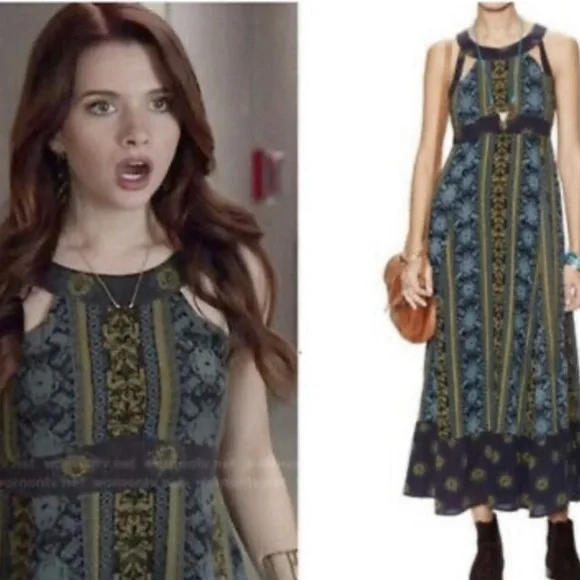 Free People Maxi Dress Sz. 8 Lace Up "You Made My Day" Cut Out Night Out Dress! - Picture 10 of 13